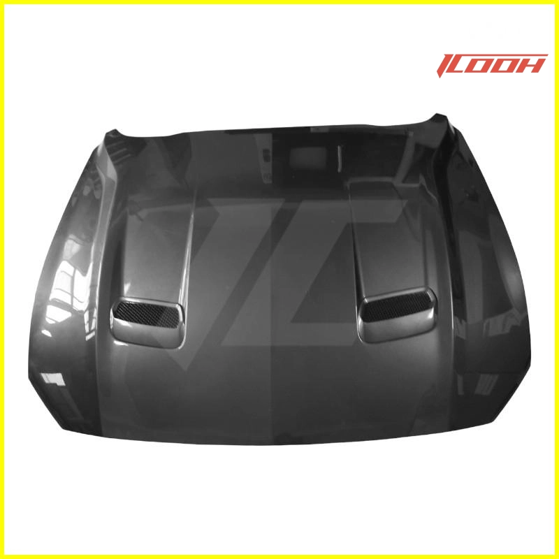 Mustang 002 carbon fiber hood front view - ICOOH