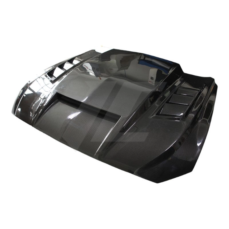 Mustang 003 black carbon fiber hood main picture display - ICOOH