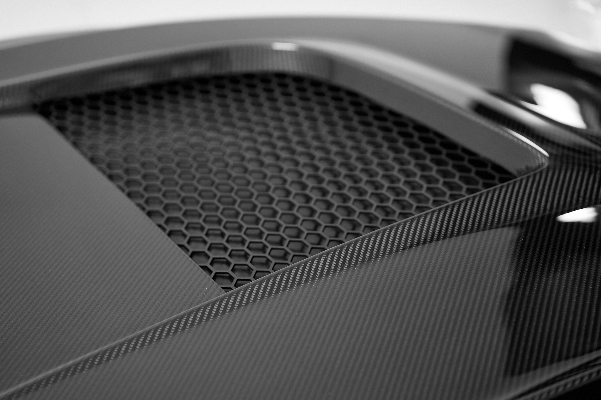 Dettagli del cofano in fibra di carbonio della Mustang - ICOOH