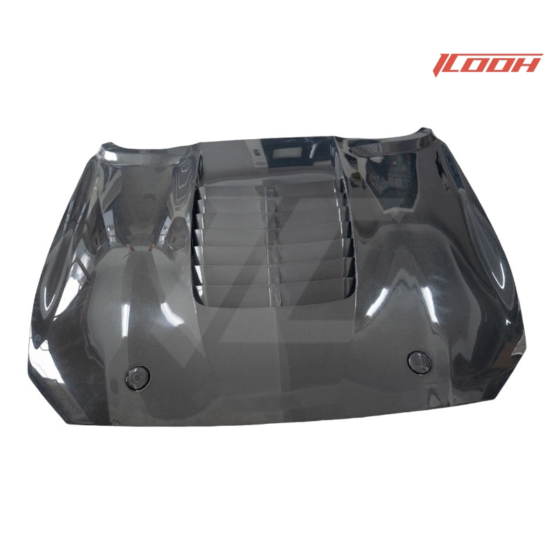 Mustang GT500黑色碳纤维引擎盖正面图 - ICOOH Mustang GT500黑色碳纤维引擎盖正面图 - ICOOH