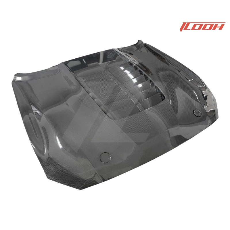 Mustang GT500黑色碳纤维引擎盖侧视图 - ICOOH Mustang GT500黑色碳纤维引擎盖侧视图 - ICOOH