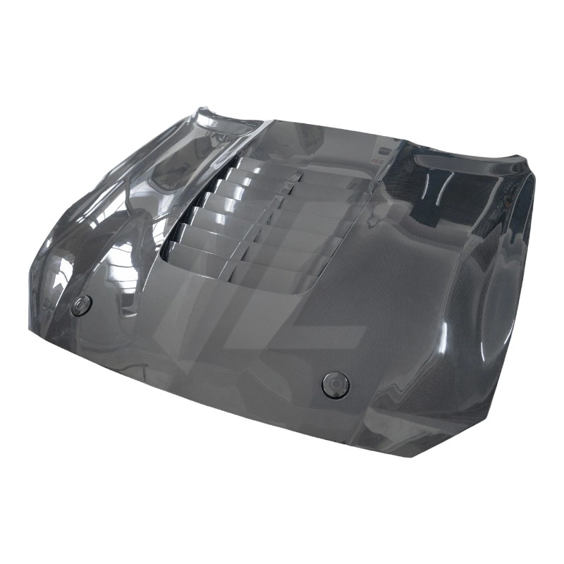 Mustang GT500 carbon fiber black hood side view - ICOOH